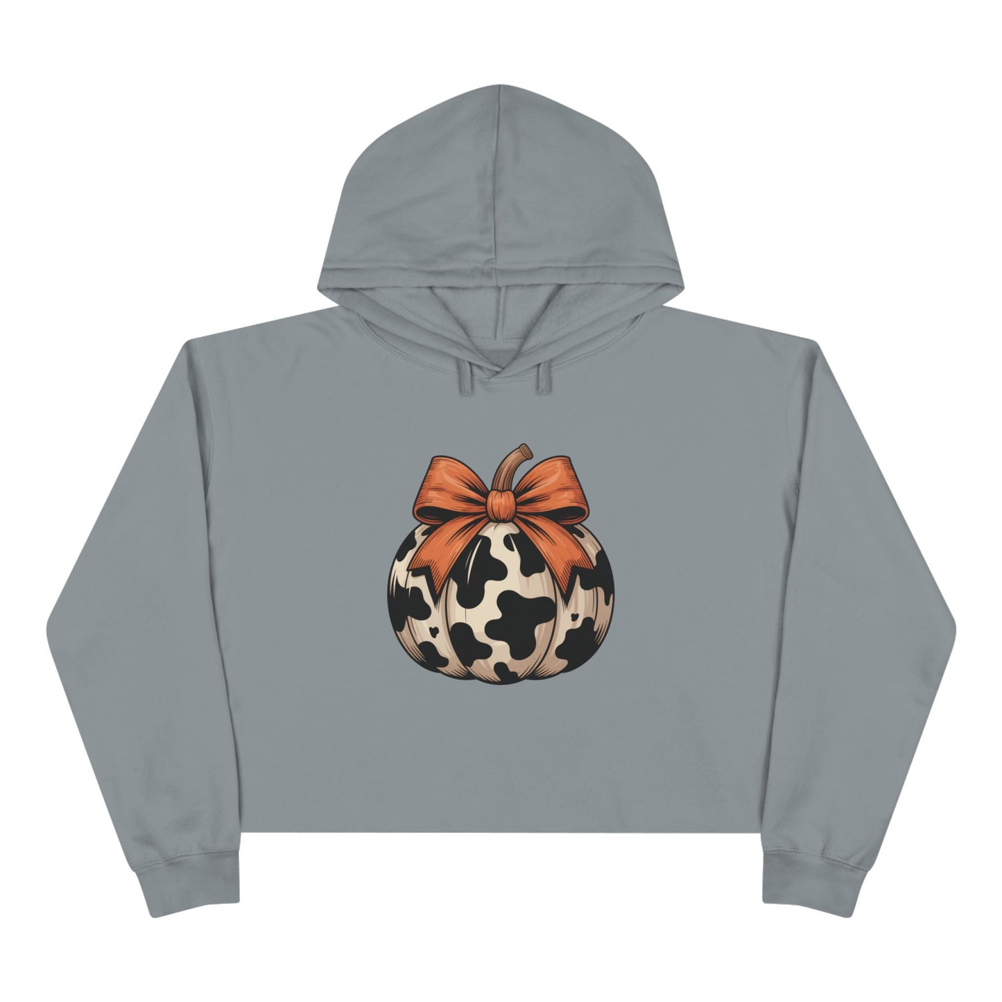 Cow Print Pumpkin Cropped Hoodie | Fall Cozy Sweatshirt | Trendy Autumn Outfit