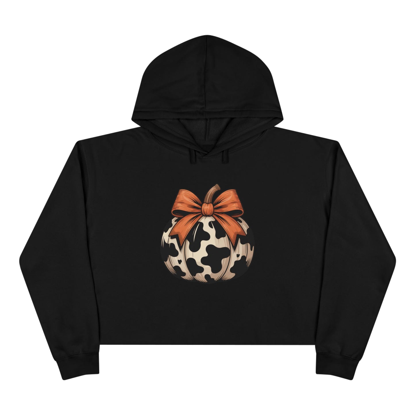 Cow Print Pumpkin Cropped Hoodie | Fall Cozy Sweatshirt | Trendy Autumn Outfit