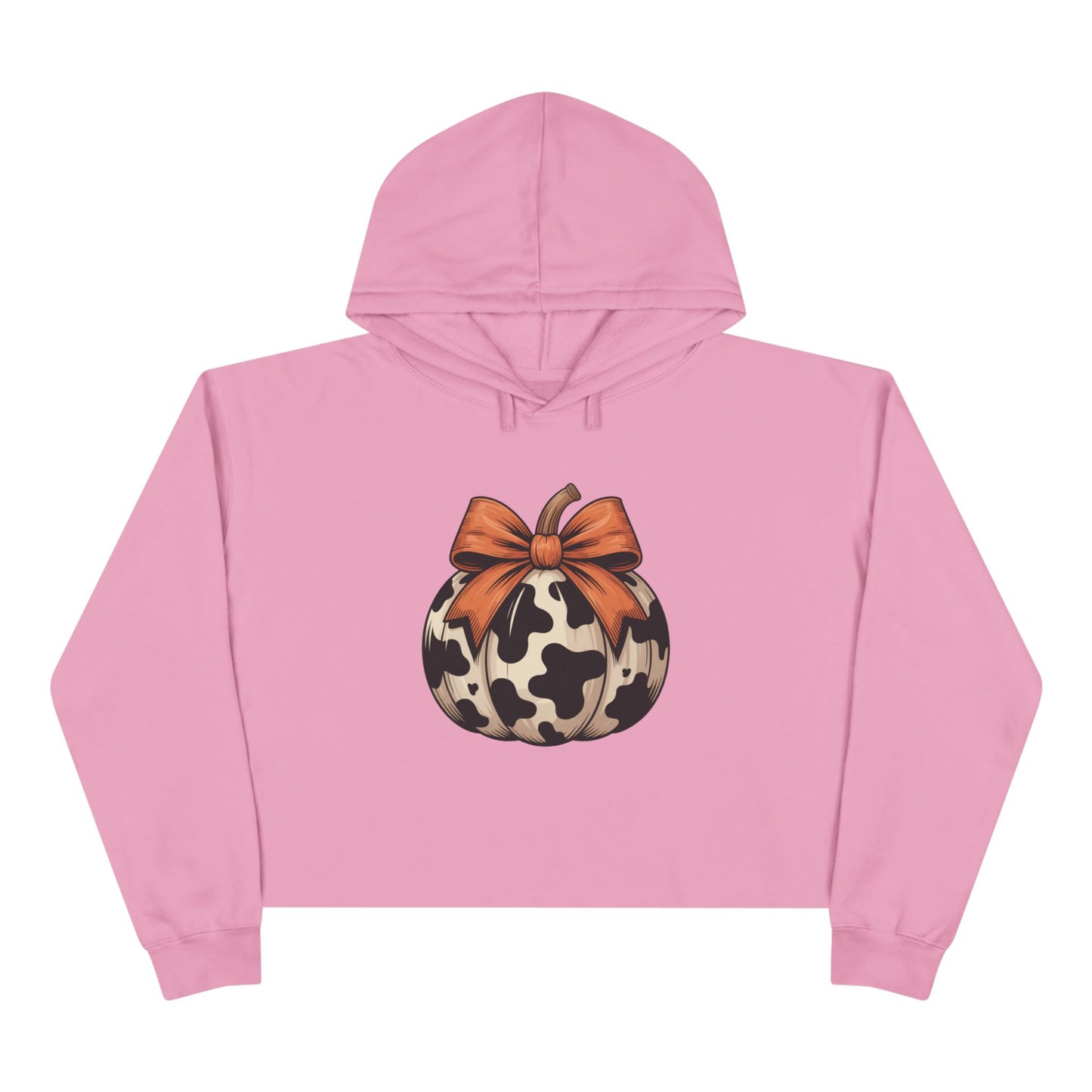 Cow Print Pumpkin Cropped Hoodie | Fall Cozy Sweatshirt | Trendy Autumn Outfit