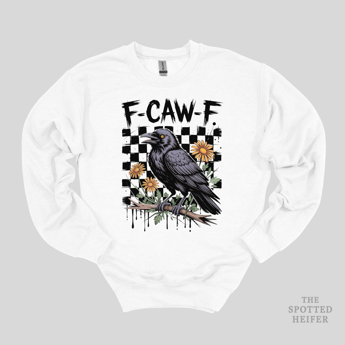 F-CAW-F Crow Graphic Gildan Sweatshirt | Funny Raven Pullover