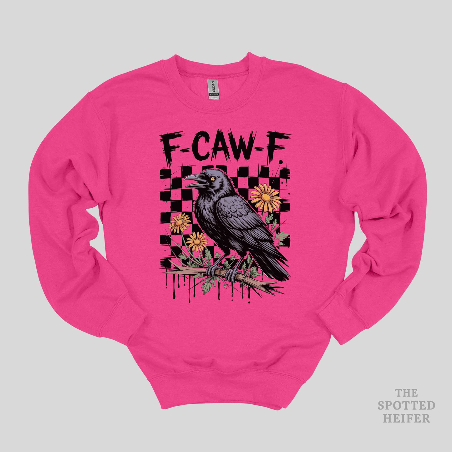 F-CAW-F Crow Graphic Gildan Sweatshirt | Funny Raven Pullover