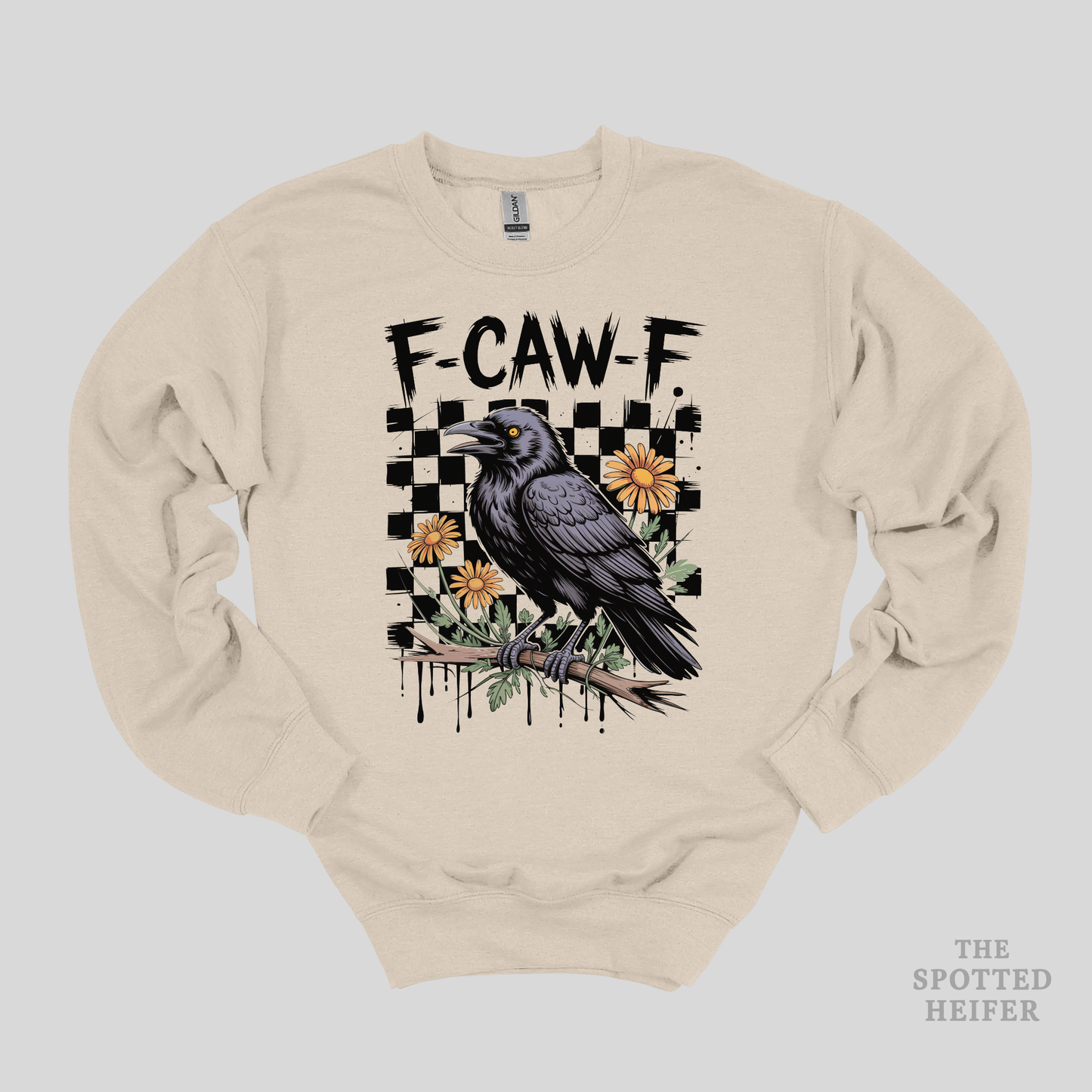 F-CAW-F Crow Graphic Gildan Sweatshirt | Funny Raven Pullover