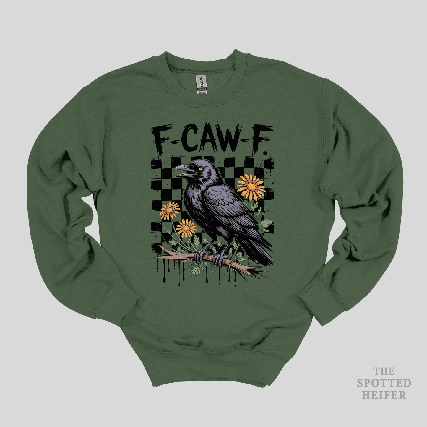 F-CAW-F Crow Graphic Gildan Sweatshirt | Funny Raven Pullover