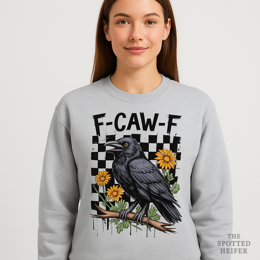 F-CAW-F Crow Graphic Gildan Sweatshirt | Funny Raven Pullover