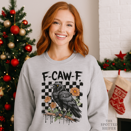 F-CAW-F Crow Graphic Gildan Sweatshirt | Funny Raven Pullover