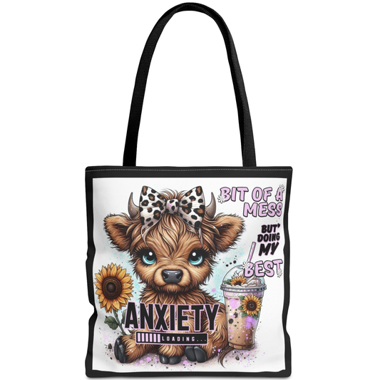 Bit of a Mess Sunflower Anxiety Tote Bag – Cute Mental Health Gift