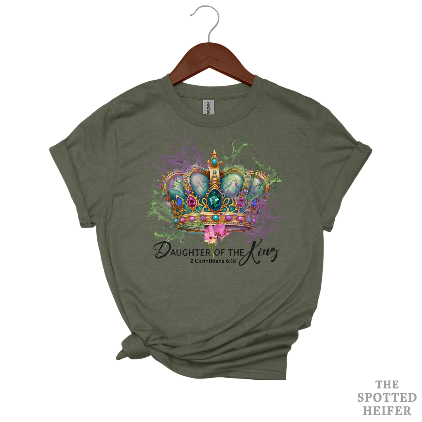 Daughter of the King Crown T-Shirt – Inspirational Christian Tee | The Spotted Heifer