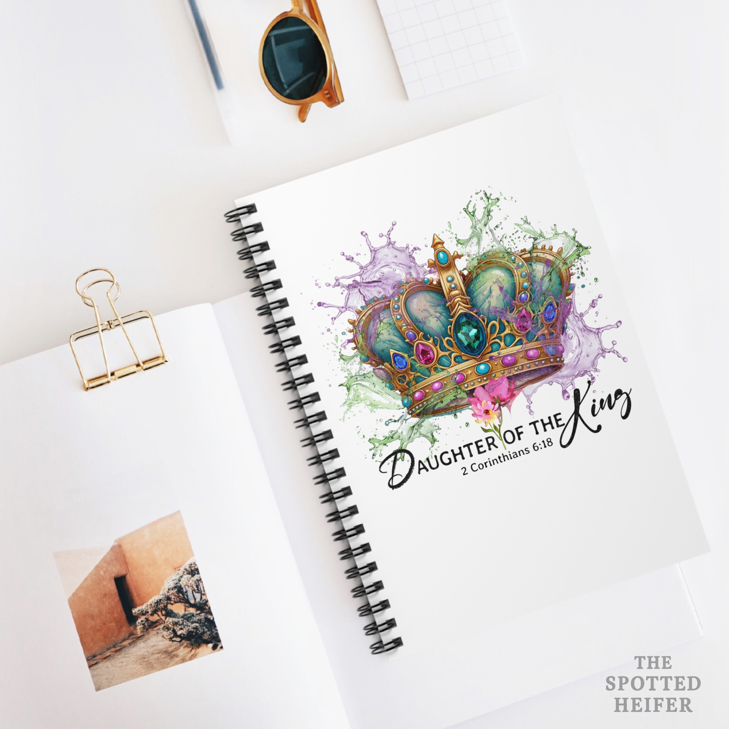 Daughter of the King Spiral Faith Notebook | Christian Scripture Journal for Women
