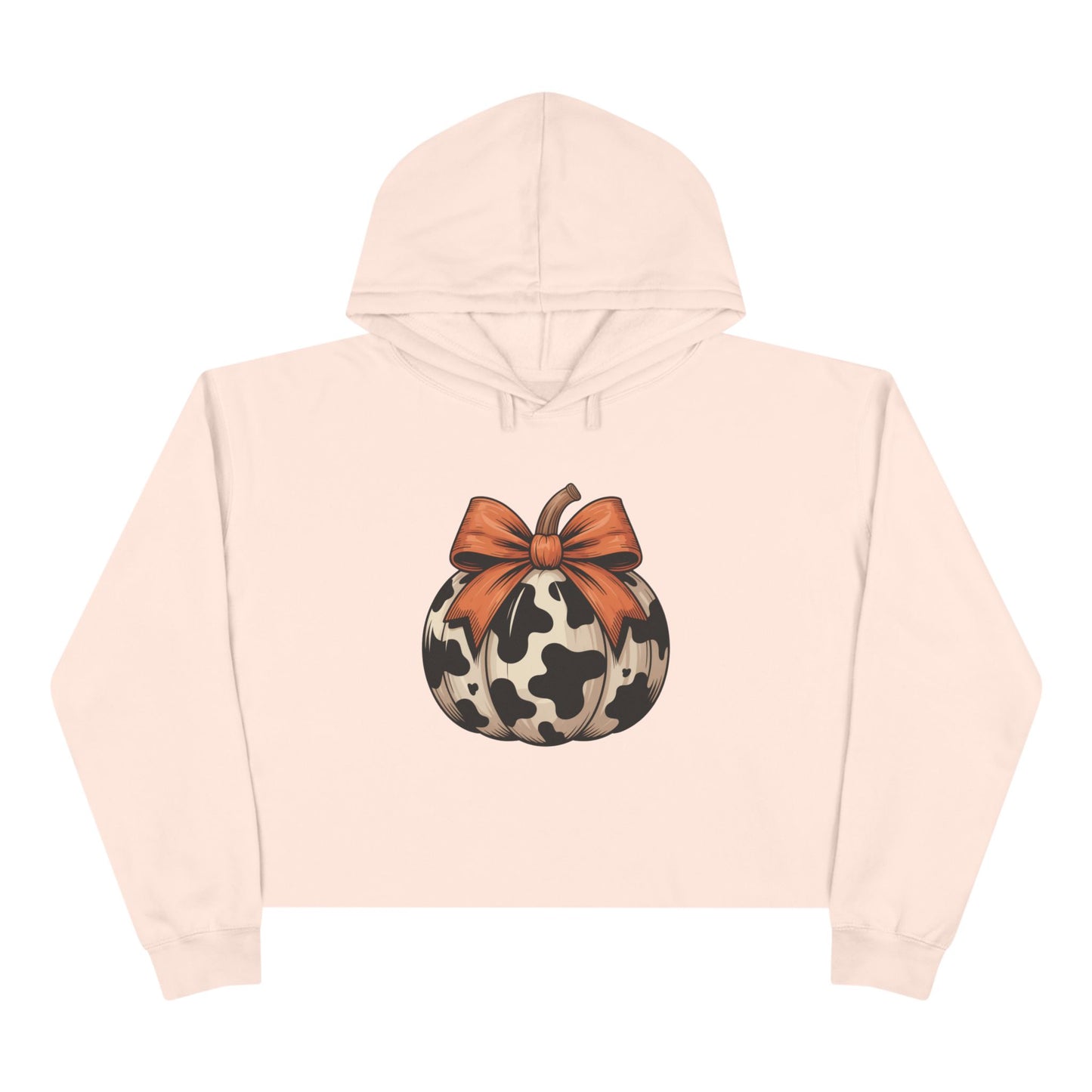 Cow Print Pumpkin Cropped Hoodie | Fall Cozy Sweatshirt | Trendy Autumn Outfit