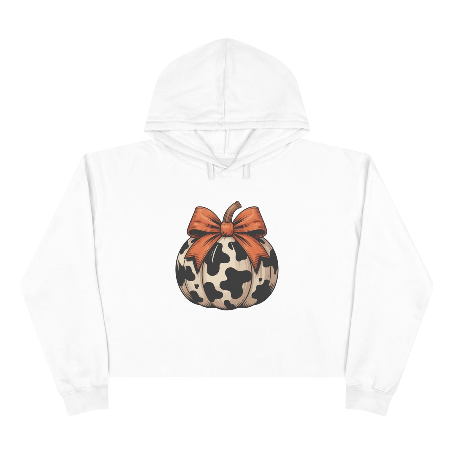 Cow Print Pumpkin Cropped Hoodie | Fall Cozy Sweatshirt | Trendy Autumn Outfit