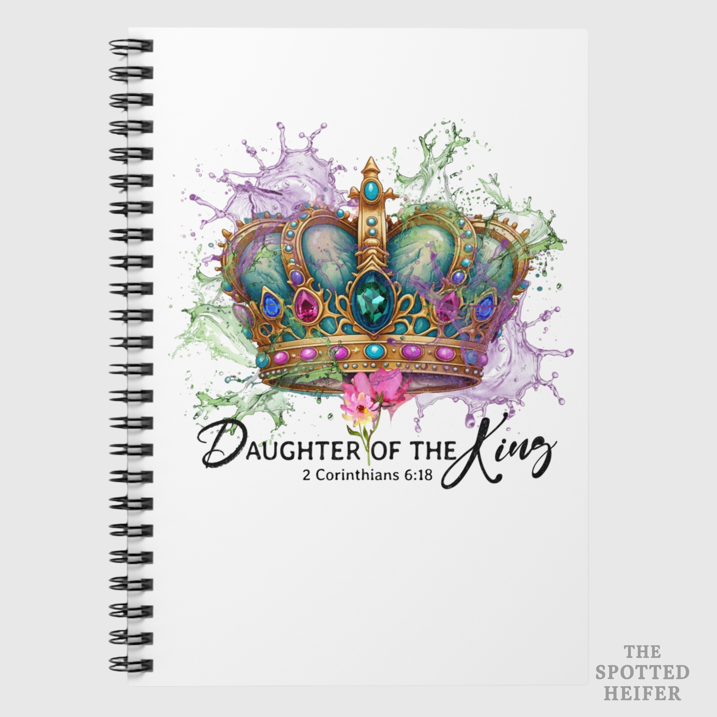 Daughter of the King Spiral Faith Notebook | Christian Scripture Journal for Women